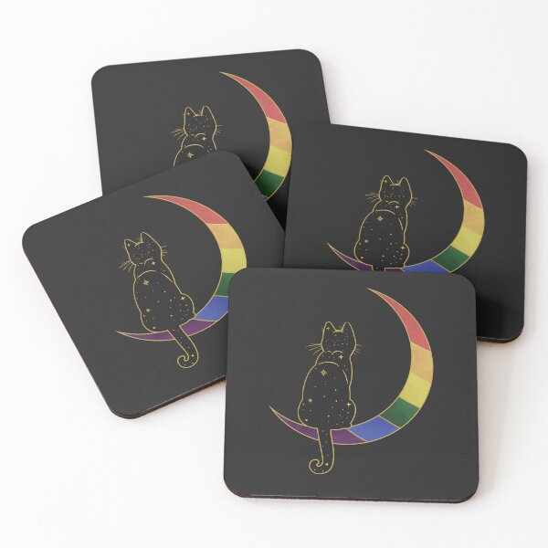 Item preview, Rainbow Cat Moon Space LGBT Gay Pride Flag designed and sold by Clara Hollins.