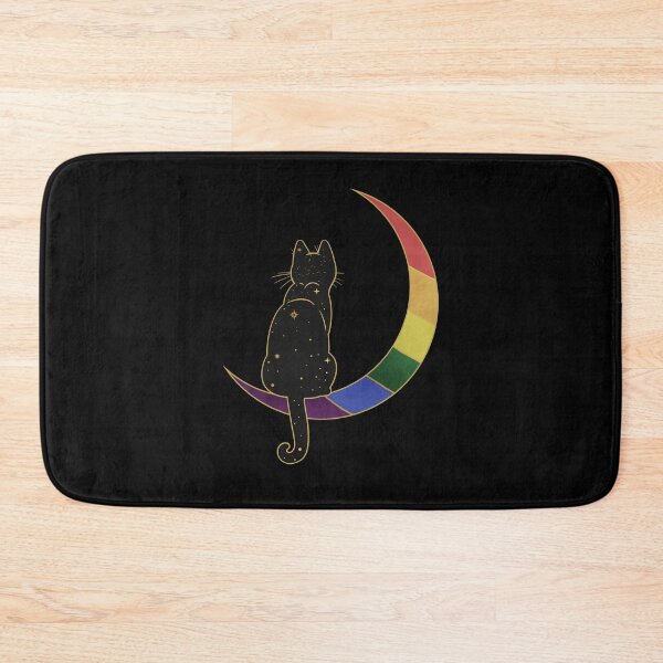 Item preview, Rainbow Cat Moon Space LGBT Gay Pride Flag designed and sold by Clara Hollins.