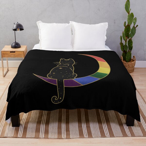 Item preview, Rainbow Cat Moon Space LGBT Gay Pride Flag designed and sold by Clara Hollins.