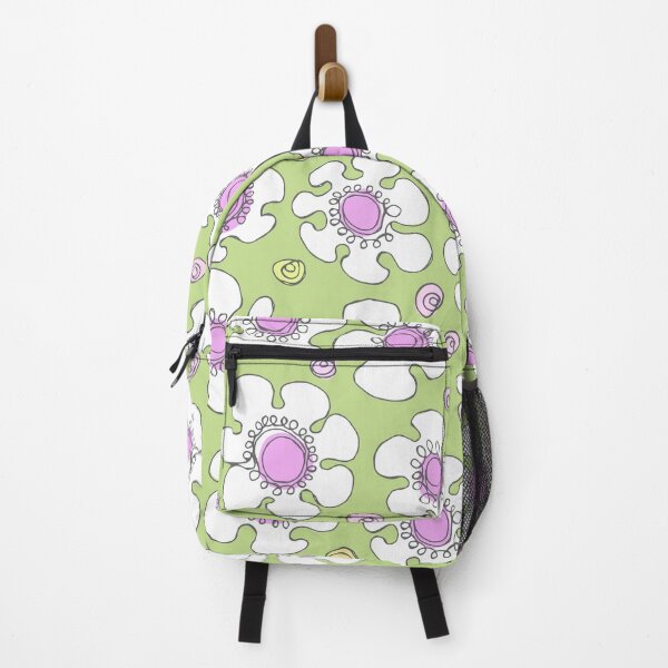 Item preview, Green and Pink Hand Drawn Retro Daisy Pattern designed and sold by schorrnuff.