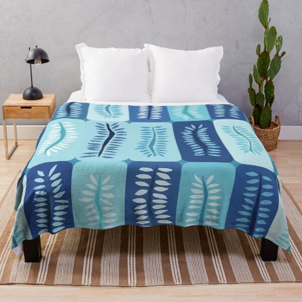 Item preview, Blue Hand Drawn Dancing Fern Patterns designed and sold by schorrnuff.
