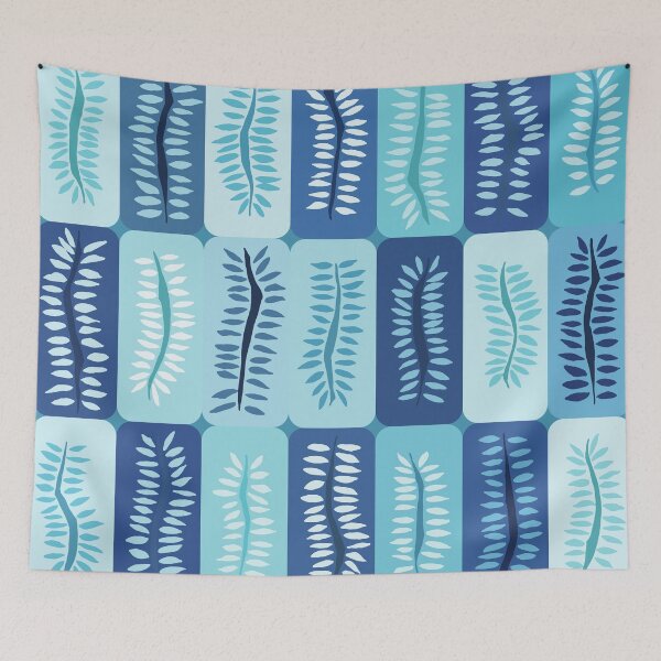Item preview, Blue Hand Drawn Dancing Fern Patterns designed and sold by schorrnuff.