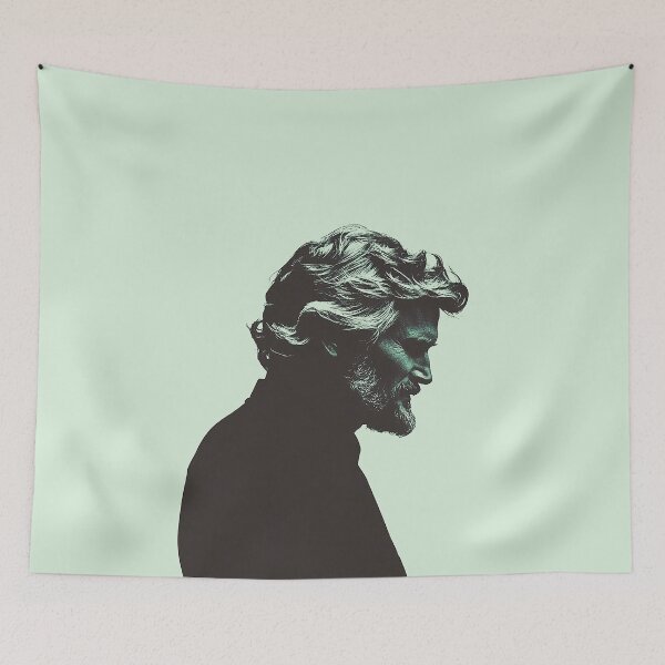 Item preview, Moody Silhouette of Kristofferson in Teal and Black designed and sold by Retro Travel Design.