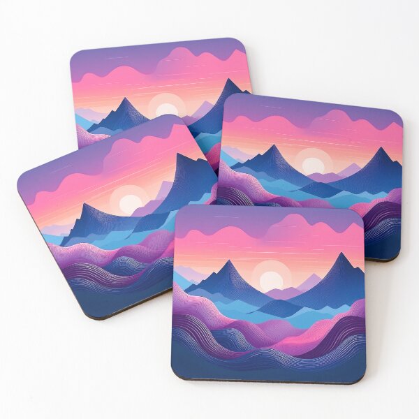 Item preview, Vibrant, swirling mountains under the first light of dawn, in rich purples and blues. designed and sold by HEMRO.