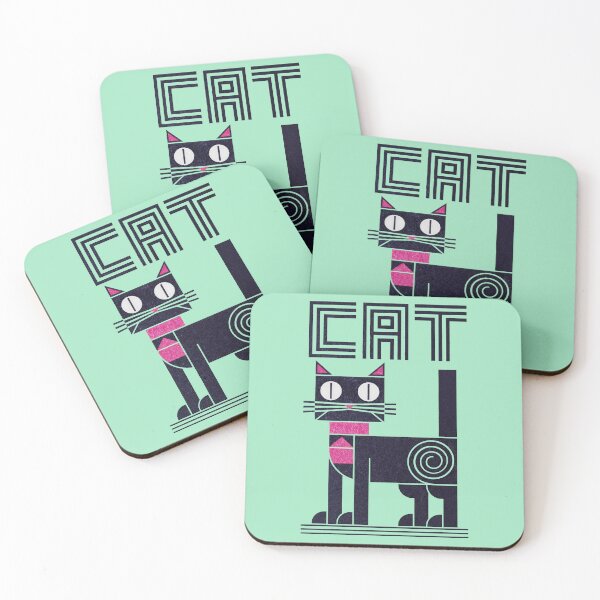 Item preview, CONTEMPORARY CAT ART - CUTE PINK KITTY ON MINT GREEN designed and sold by INNERHARMONY2.