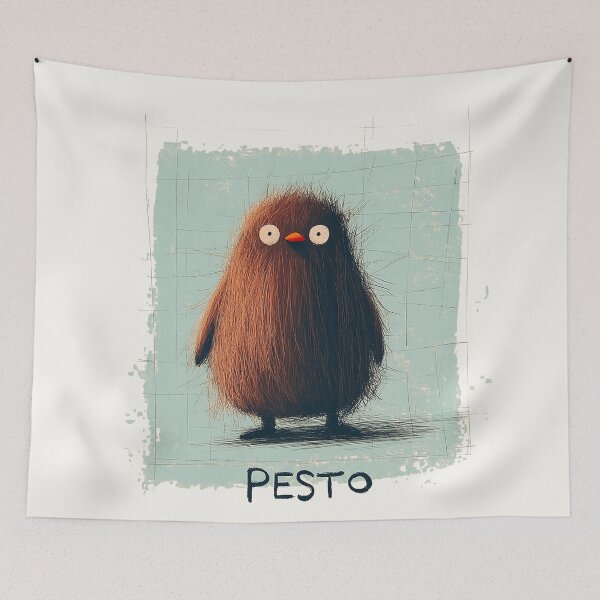 Item preview, Cute Pesto Penguin – Fluffy and Quirky designed and sold by Retro Travel Design.