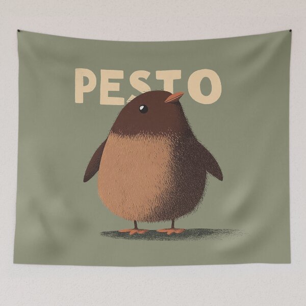 Item preview, Pesto the Penguin – Adorable and Fluffy Character Illustration designed and sold by Retro Travel Design.