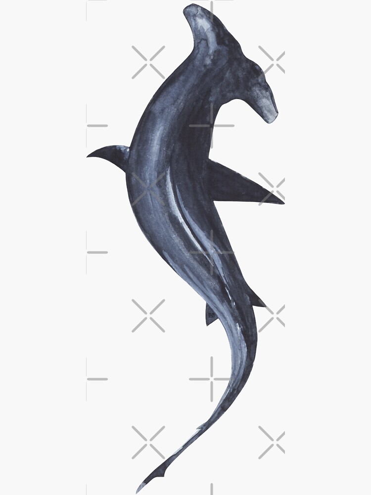 Thumbnail 3 of 3, Sticker, HAMMERHEAD SHARK designed and sold by bananaflamingo.