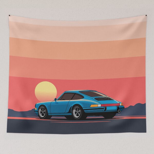 Item preview, Porsche 964 911 at a Graphic beach sunset designed and sold by blackdogshop.