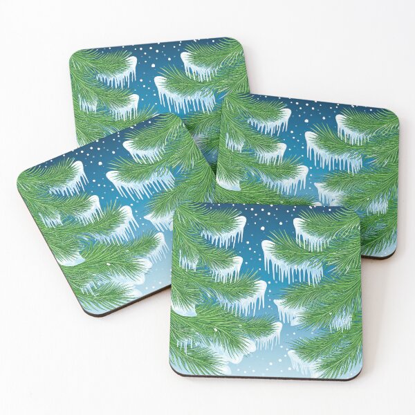 Item preview, Pine branches heavy with icicles and snow, with swirling patterns in the snowy sky designed and sold by HEMRO.
