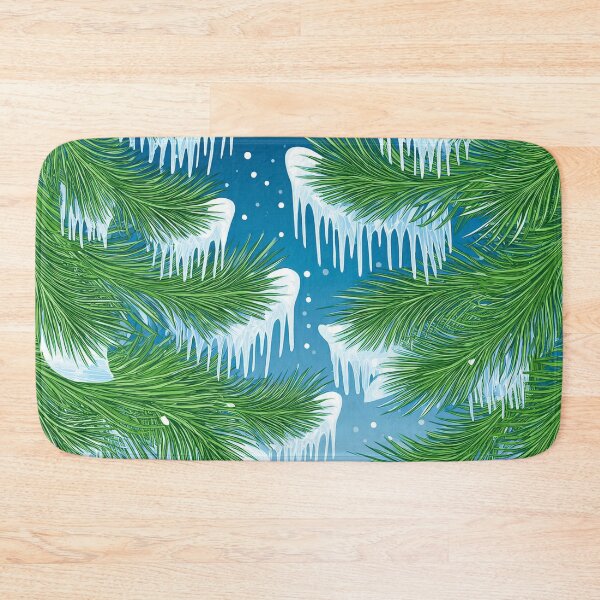Item preview, Pine branches heavy with icicles and snow, with swirling patterns in the snowy sky designed and sold by HEMRO.