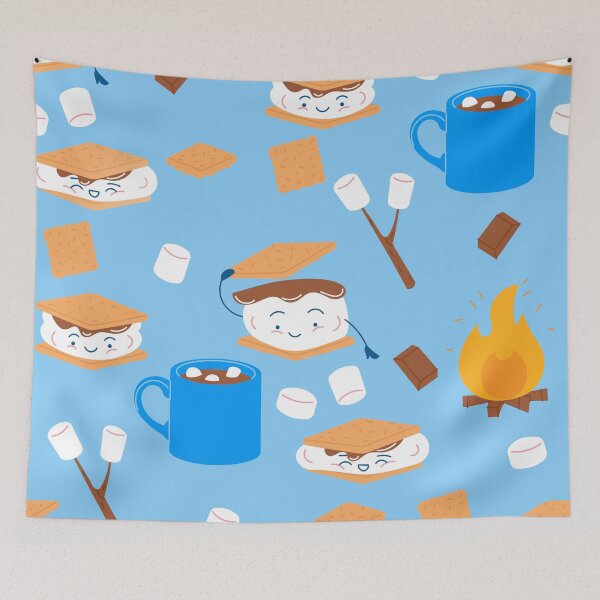 Item preview, campfire marshmallow chocolate smores blue  designed and sold by Gossip Rag.