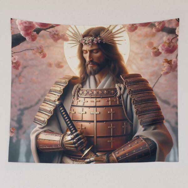 Item preview, Samurai Jesus standing in the Sakura Grove designed and sold by jay-cack.