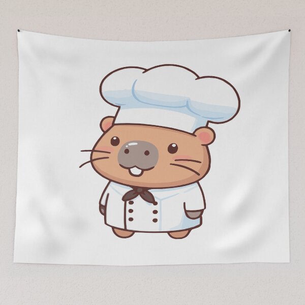 Item preview, Capychef, cute kawaii chibi capybara dressed as a chef designed and sold by AdrianMDesigns.