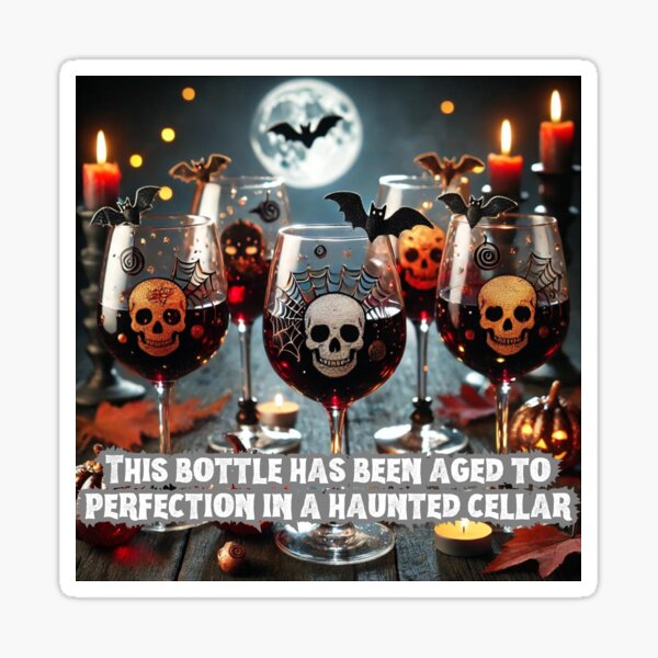 Artikel-Vorschau von Halloween-Aufkleber. Diese Flasche wurde in einem Spukkeller bis zur Perfektion gereift., designt und verkauft von Stybus.