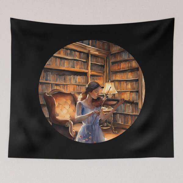 Item preview, Practicing In The Library Room - Girl Playing The Violin designed and sold by signshirtz.