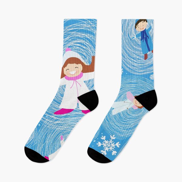 Item preview, Children making snow angels in a snowy field with swirling patterns in the snow designed and sold by HEMRO.