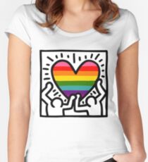 Keith Haring w/ original pride flag Women's Fitted Scoop T-Shirt