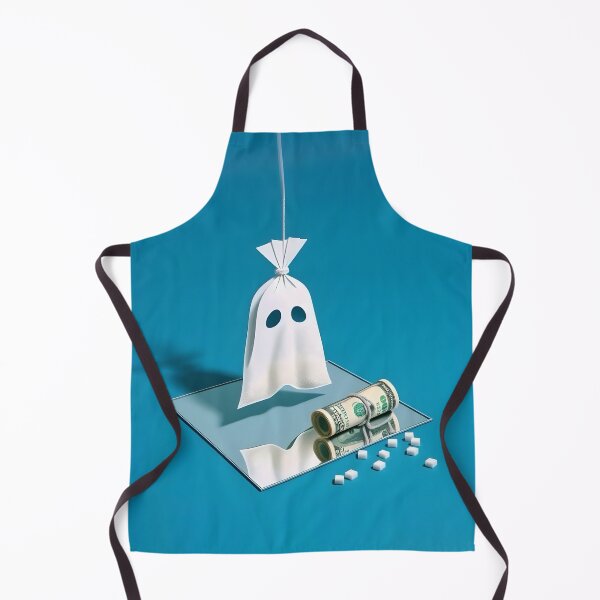 Item preview, Funny Halloween Drug Baggie Ghost with rolled Straw and Glass Mirror, Trick or Treating designed and sold by SomniferumWars.