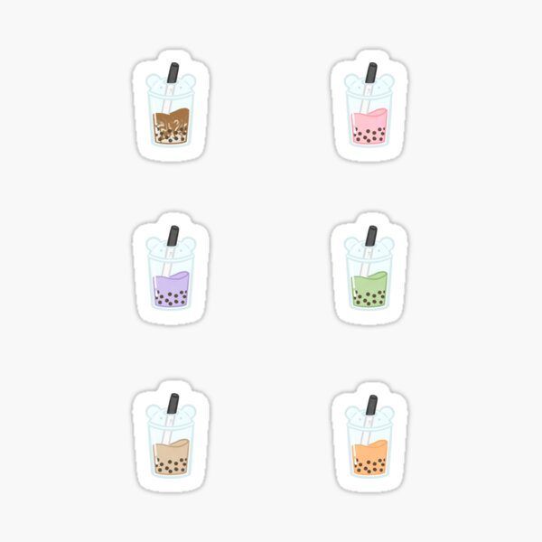 Vista previa del artículo con la obra «Hoja de calcomanías para taza de té con leche con forma de oso Boba, paquete de calcomanías», diseñado y vendido por Martie Mart.