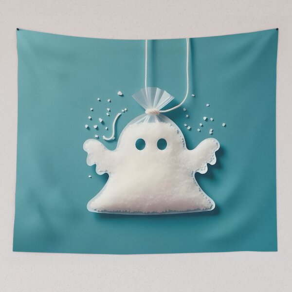 Item preview, Funny Halloween Drug Baggie Ghost with rolled Straw and Glass Mirror, Trick or Treating  designed and sold by SomniferumWars.