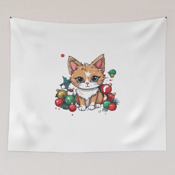 Item preview, Cat Christmas Present, Christmas Vacation Cat Pillow, Christmas cat rug, Cat nap designed and sold by FunovativeWorks.
