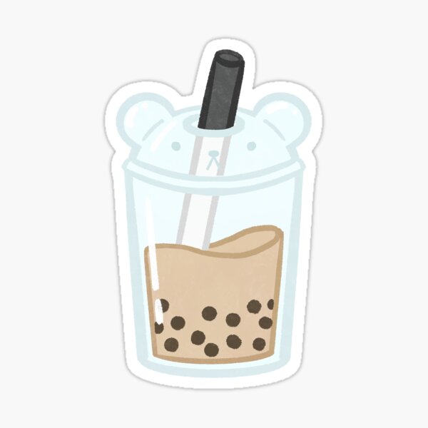 Vista previa del artículo con la obra «Taza de té con leche y forma de osito Boba - Té negro», diseñado y vendido por Martie Mart.