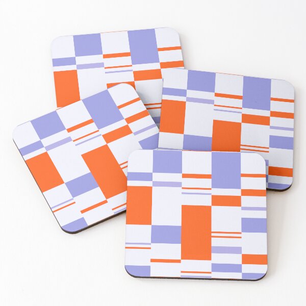 Item preview, Minimal Geometric Rectangles Lines 01 | Abstract Pattern Mid Century Orange Lavender designed and sold by MarleneCanto.