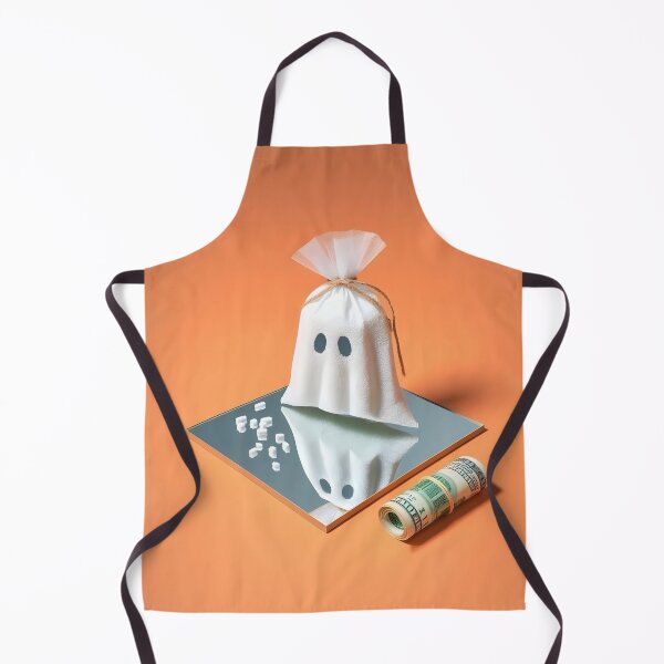 Item preview, Funny Halloween Drug Baggie Ghost with rolled Straw and Glass Mirror, Trick or Treating designed and sold by SomniferumWars.