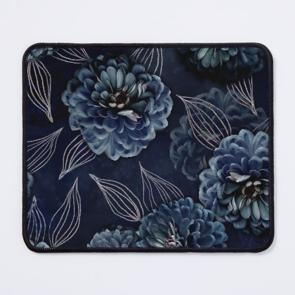 Item preview, Zinnias photographed and changed to a deep indigo blue designed and sold by KariSmithDes.