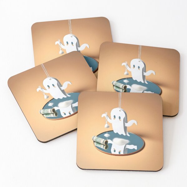 Item preview, Funny Halloween Drug Baggie Ghost with rolled Straw and Glass Mirror, Trick or Treating  designed and sold by SomniferumWars.