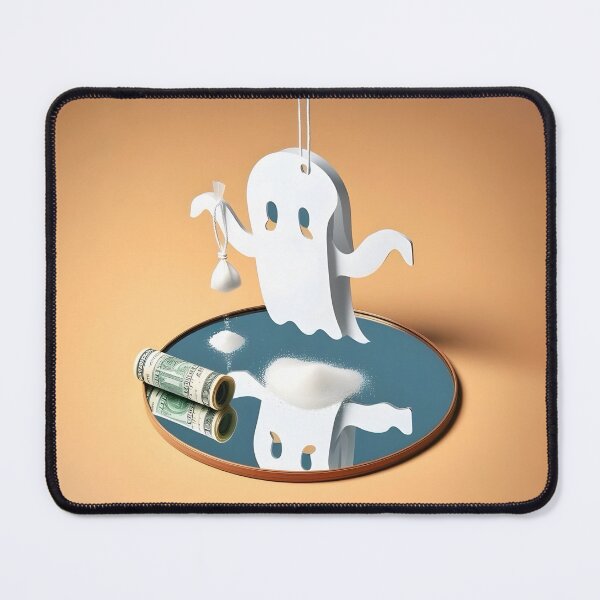 Item preview, Funny Halloween Drug Baggie Ghost with rolled Straw and Glass Mirror, Trick or Treating designed and sold by SomniferumWars.