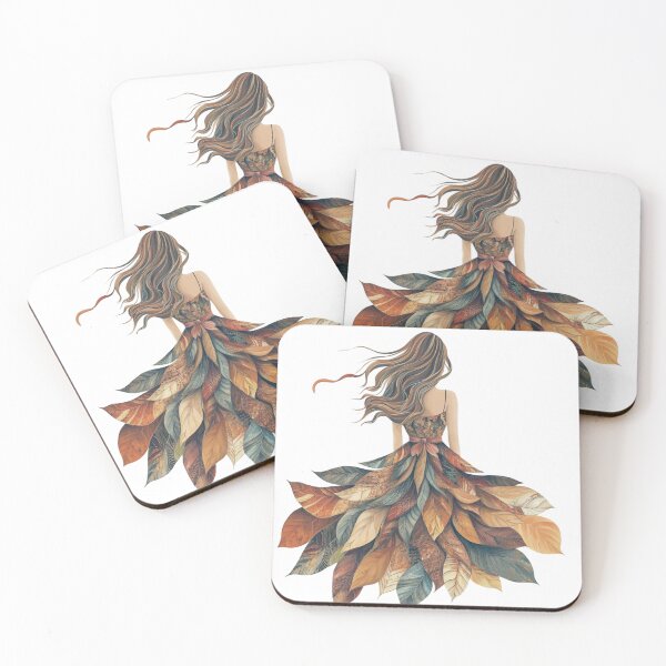 Item preview, Autumn Leaf Dress - Whimsical Fall Woman Illustration designed and sold by sirenandscript.