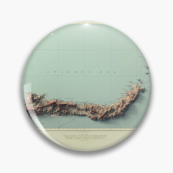 Item preview, 1944 North Sulawesi, Celebes, Indonesia, Shaded Relief Map 3D digitally-rendered designed and sold by ThinkAboutMaps.