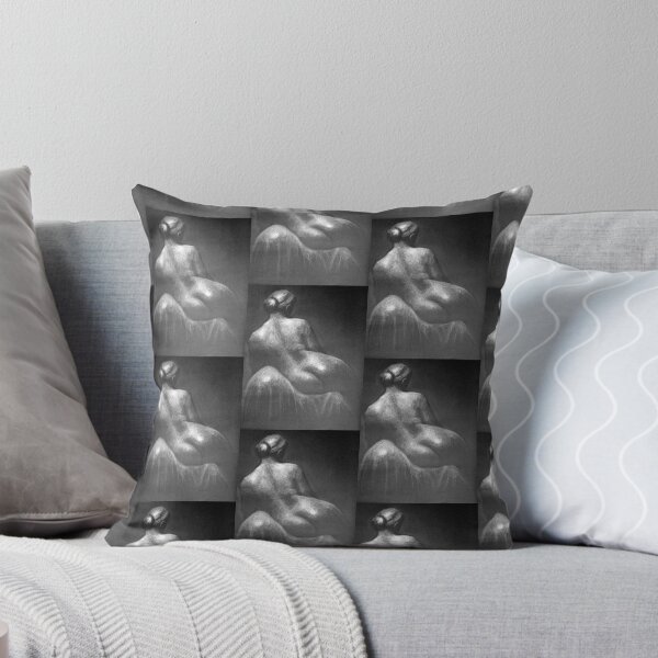Female Back drawing by Adelaide Artist Avril Thomas Throw Pillow