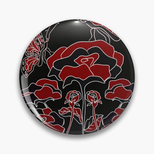 Item preview, Black and Red Roses and Butterflies Art Deco Style minimalist art designed and sold by MichCortez9.