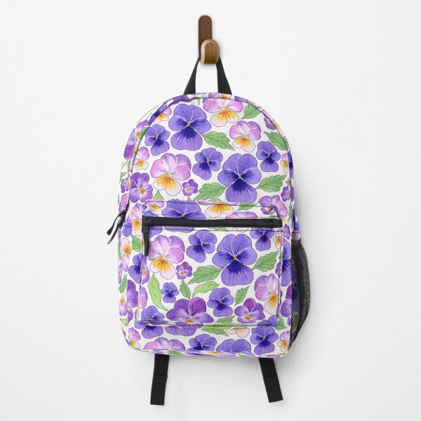 Item preview, Watercolor Pansies Pattern Cool Tones (White Background) designed and sold by andrebalest.art.