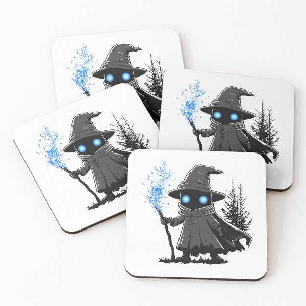 Item preview, : mysterious character in dark cloak holds glowing blue staff designed and sold by put1mali19.