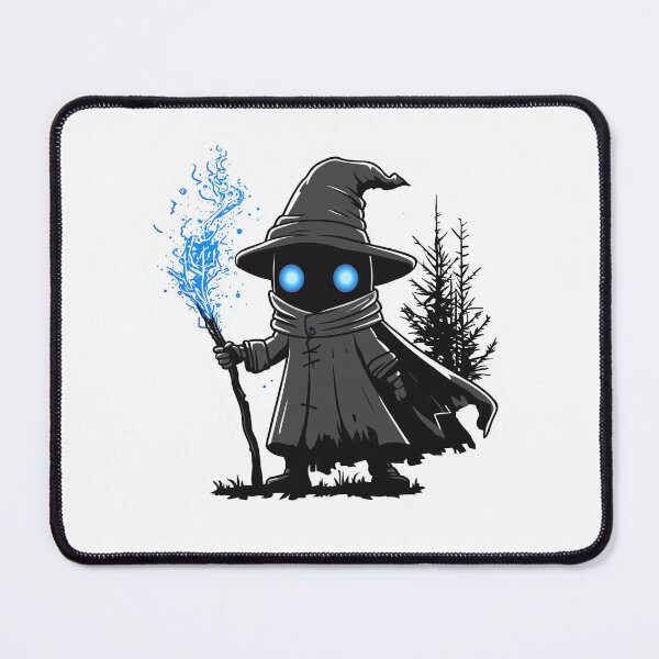 Item preview, : mysterious character in dark cloak holds glowing blue staff designed and sold by put1mali19.