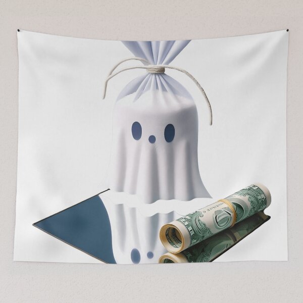 Item preview, Funny Halloween Drug Baggie Ghost with rolled Straw and Glass Mirror, Trick or Treating  designed and sold by SomniferumWars.
