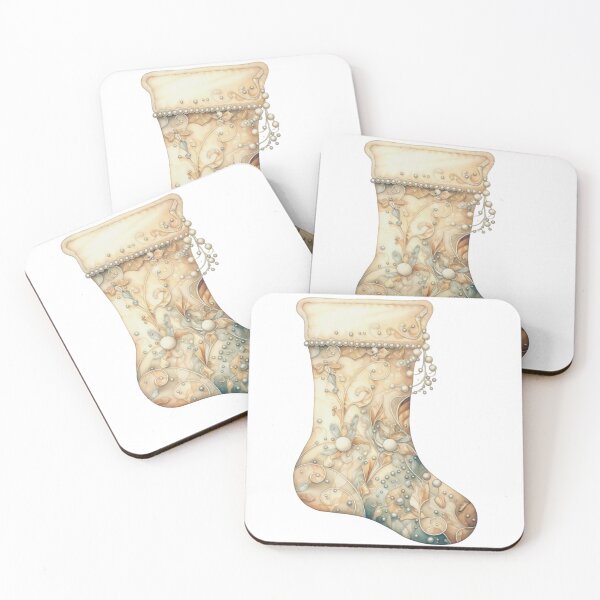 Item preview, Elegant Christmas Stocking with Pearl Detailing - Holiday Art designed and sold by sirenandscript.