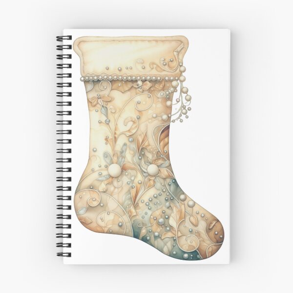Item preview, Elegant Christmas Stocking with Pearl Detailing - Holiday Art designed and sold by sirenandscript.