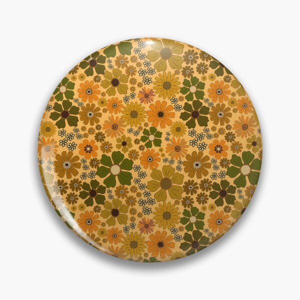 Item preview, Hippie Gold Flower Power Retro Pattern designed and sold by retrobliss70s.
