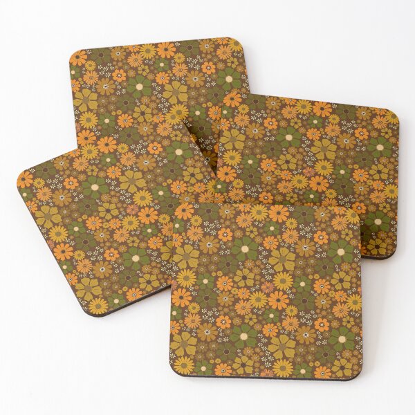 Item preview, Hippie Brown Flower Power Retro Pattern designed and sold by retrobliss70s.