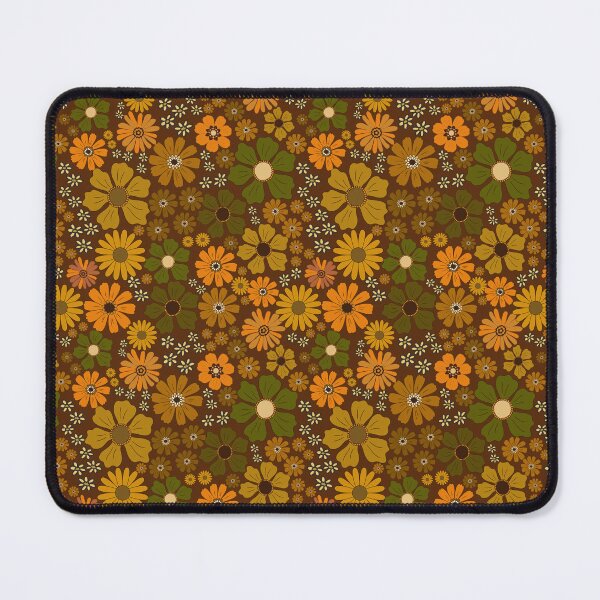 Item preview, Hippie Brown Flower Power Retro Pattern designed and sold by retrobliss70s.