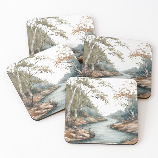Item preview, A painting of a river with trees on either side designed and sold by PWDigitalArt.