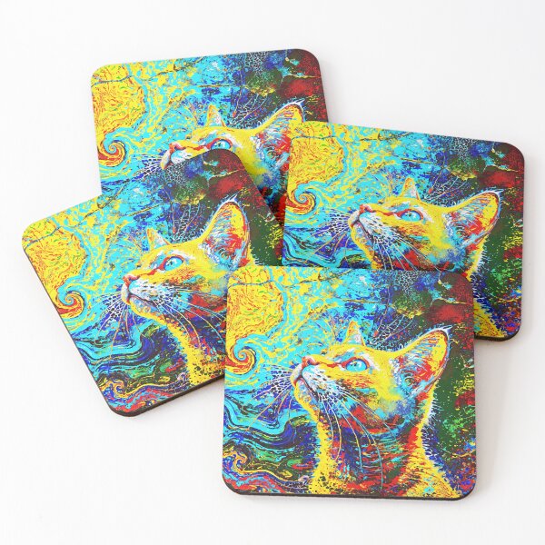 Item preview, Mystical Feline in Vivid Abstract Swirls designed and sold by blackhalt.