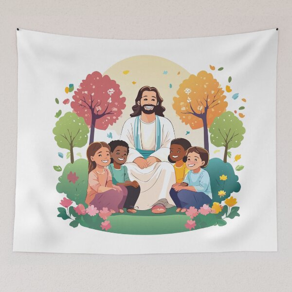 Item preview, Jesus Christ with children Illustration  designed and sold by CrossCrafted.