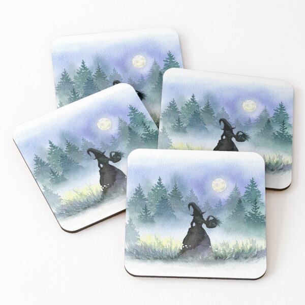 Item preview, Watercolor Witch Gathering Herbs at Full Moon designed and sold by AlicjaCurioseur.