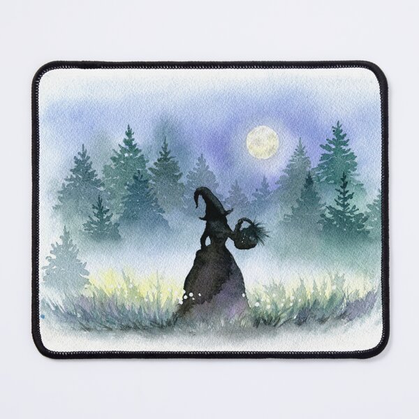 Item preview, Watercolor Witch Gathering Herbs at Full Moon designed and sold by AlicjaCurioseur.